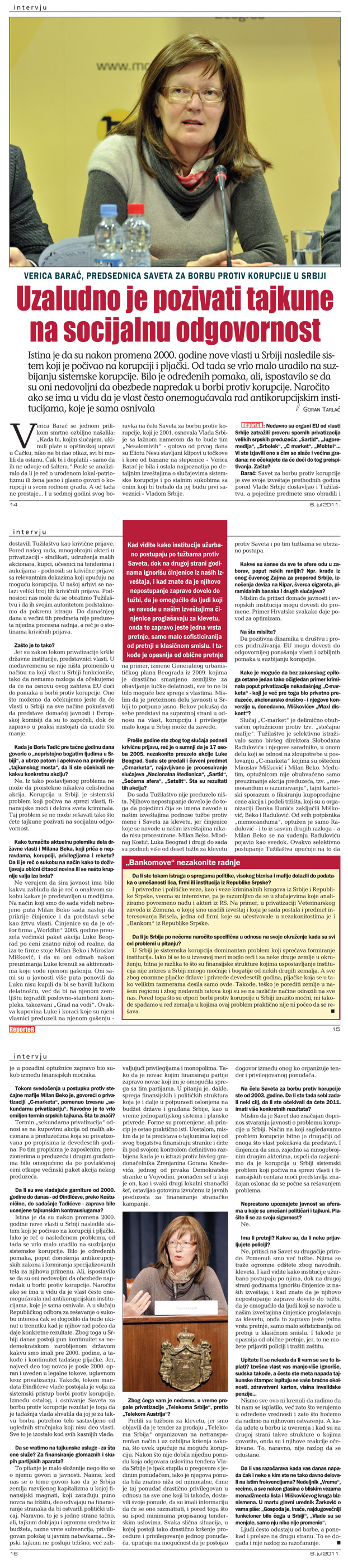 clanak iz magazina Novi reporter