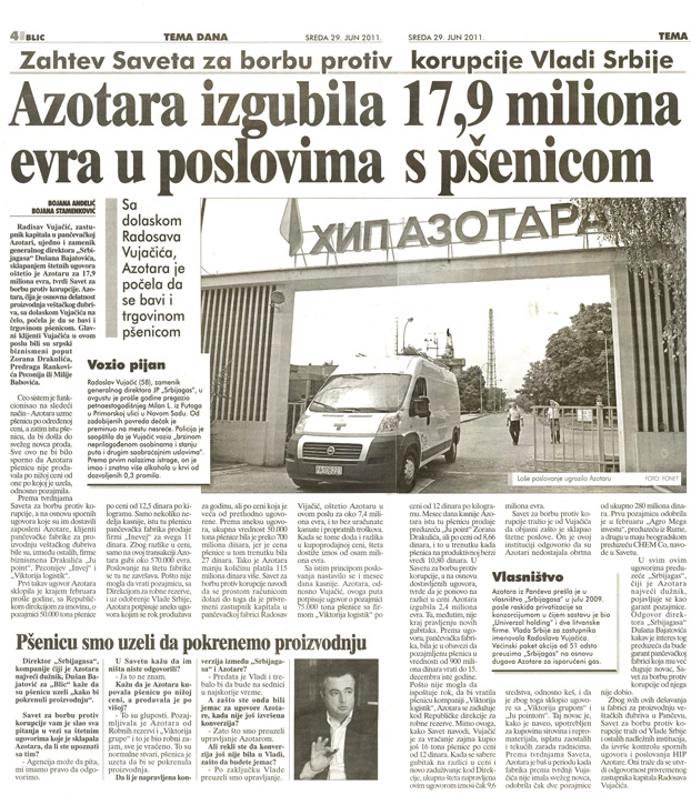 sken članka iz novina Blic
